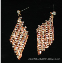 Fashion Hot Sale Charming Long Hanging Rhinestone Stud Earrings